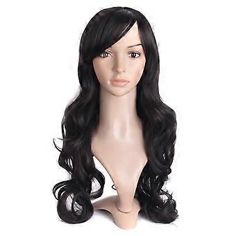 28 Inch Long Black Curly Wig for Women with Natural Waves and HeatStylable Fiber