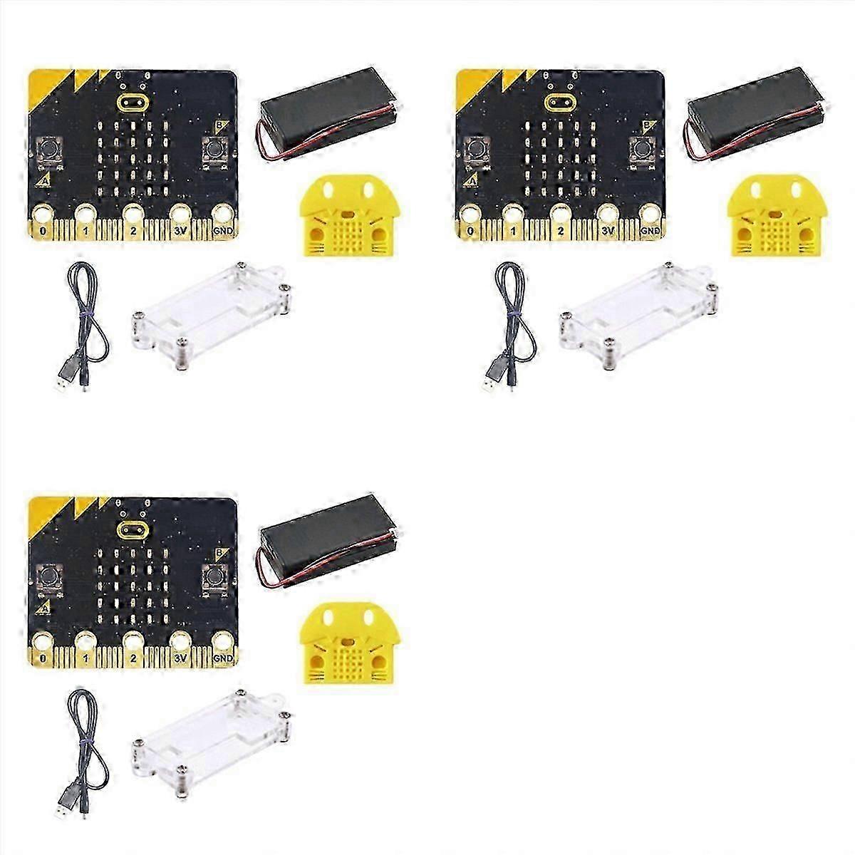 3X Microbit Go Kit Programmable Learning Development Board with Protective Case for DIY Projects