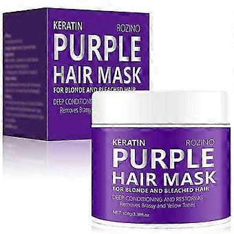 Keratin Purple Hair Mask- Blonde Hair Purple Toner - Purple Hair Mask for Blonde, Silver & Platinum Hair - Removes Yellow Brassy Color, Repair & Nouri