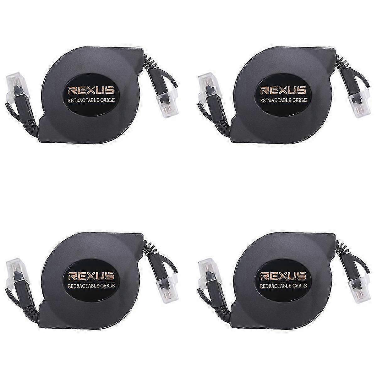 REXLIS Retractable Flexible -6 RJ45 Network Ethernet Patch Cable for Modem Router LAN Network (2M,4
