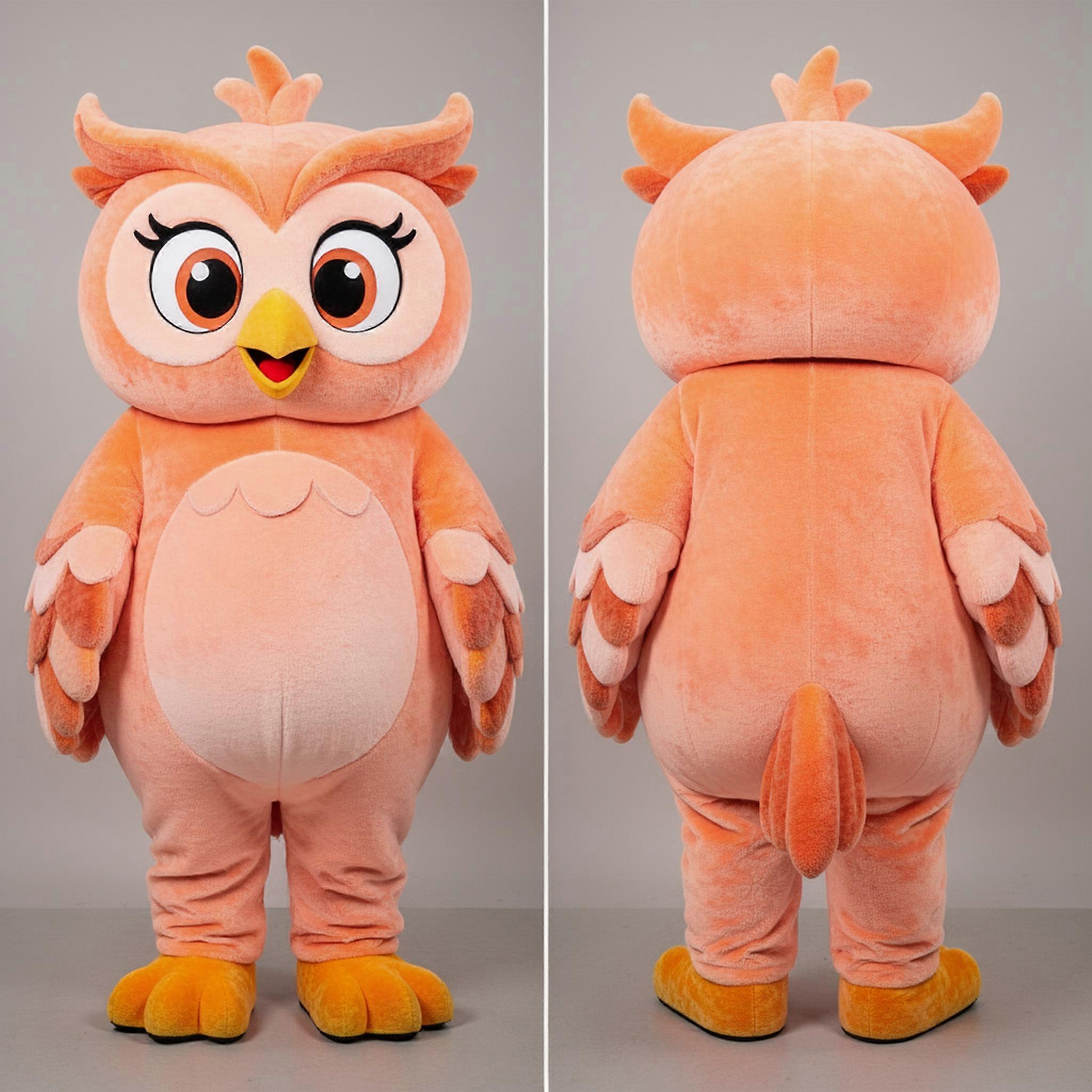 MASTICOT Peach Cartoon Owl Mascot