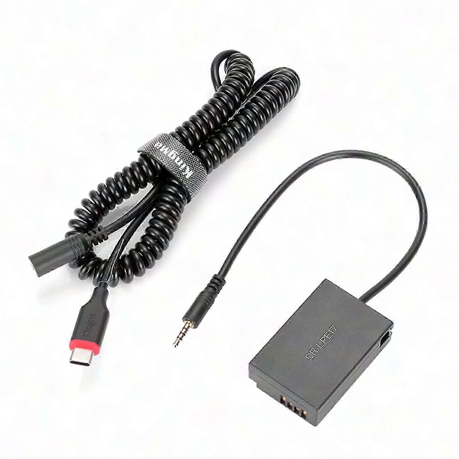 LP-E17 Dummy Battery with Type-C Power Adapter Cable for Camera