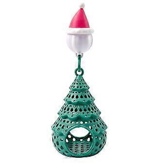 Hängender Aquarium-Weihnachtsbaum mit Weihnachtsmannmütze für die Feiertage