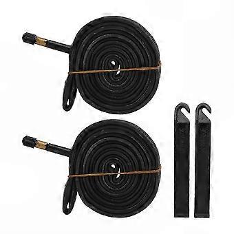 Bike Inner Tube, 700x23C 48mm Schrader Valve Butyl Rubber with 2 Tire Levers, 2 Pack YMQX)