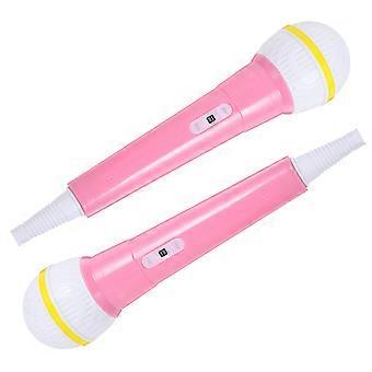 Pretend Play Toy Microphone for Kids Playing 2Pcs Pink Simulated Mic Set