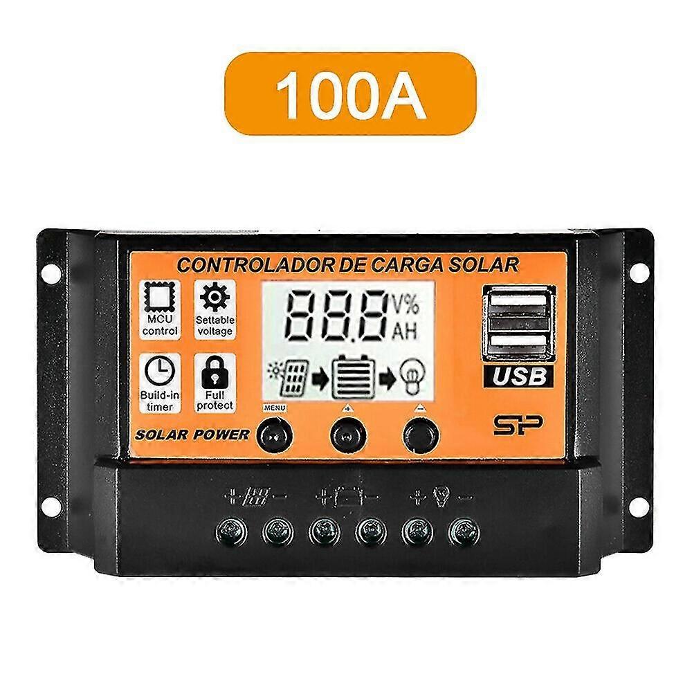 100a Solar Charge Controller Solar Panel Controller 12v/24v Adjustable
