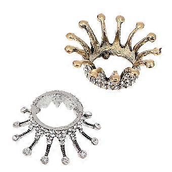 Assorted Color Nail Pen Holders Retro Crown Design 2Pcs Crystal Storage Bowls