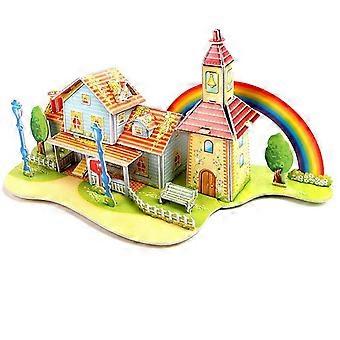 DIY Mini Villa Building Blocks Rainbow House 3D Foam Puzzle Kit for Kids Educational Craft Toy