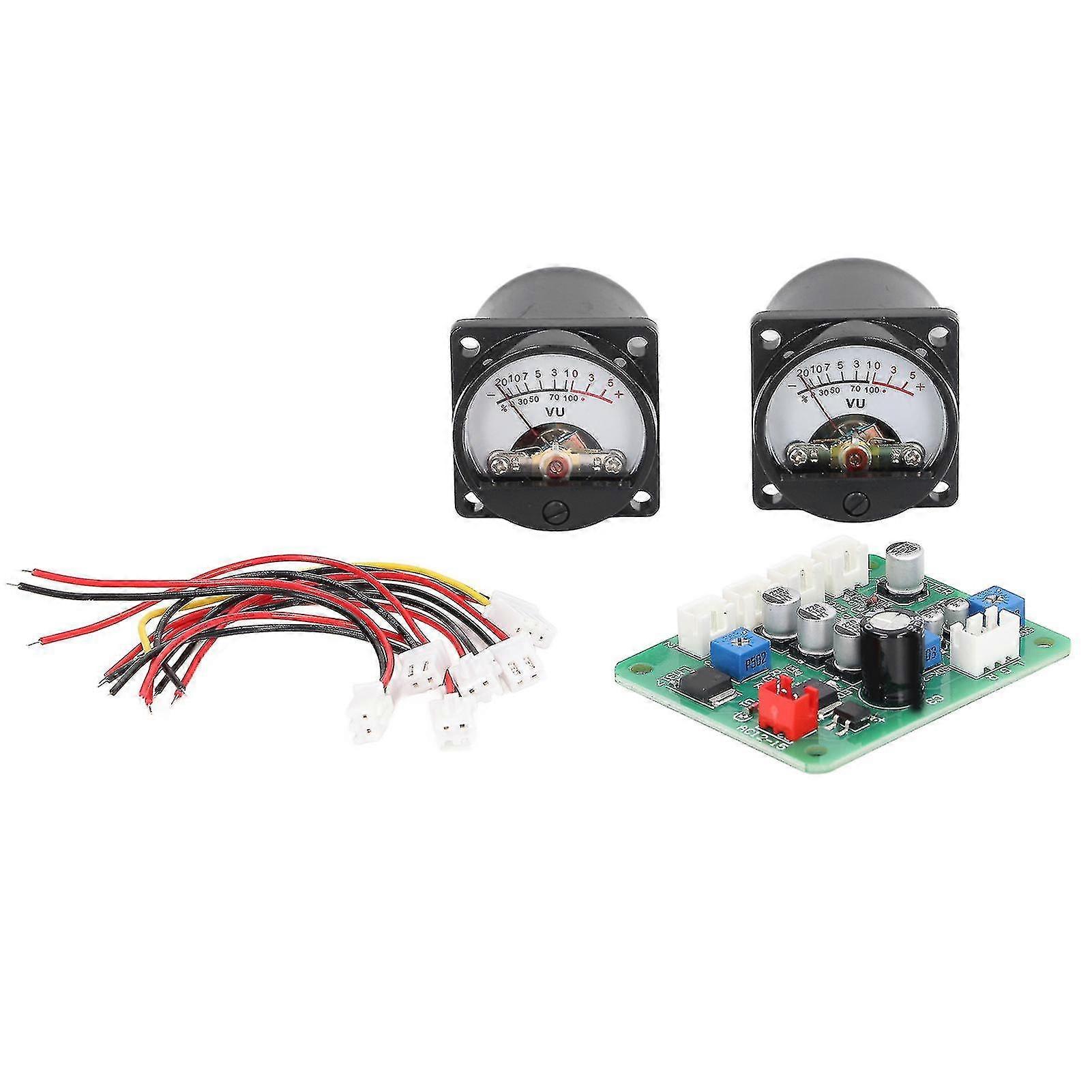 2PCS VU Meter Panel Warm Back Light Recording o Level Amplifier Driver Board with Cable