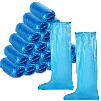 20-Pack Disposable Plastic Boot Covers, Long Waterproof Shoe Protectors for Men and Women