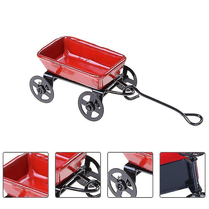 1pc Mini Iron Trolley Toy Mini House Accessory Model Mini Scene Cart Prop