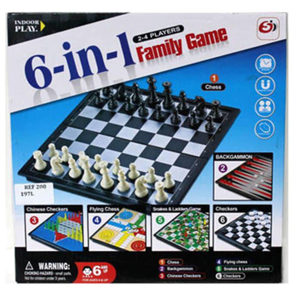 6 In 1 Classic Quality Magnetic Travel Compend Board Game Set Ages 6+ and Up