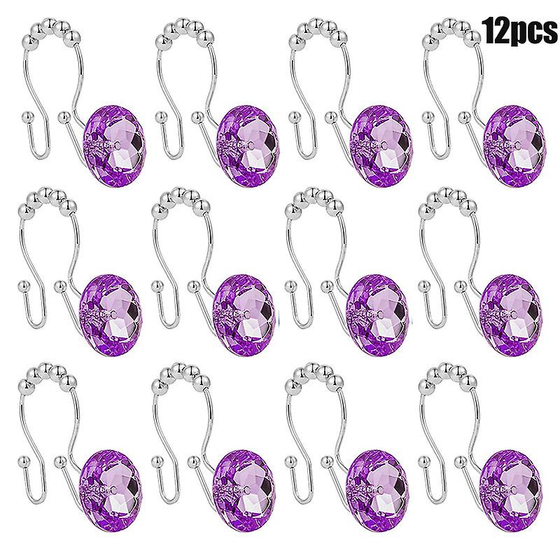 12 stk Rustfrit stål Dekorative bruseforhængskroge Akryl Klar Bruseforhæng Ringe