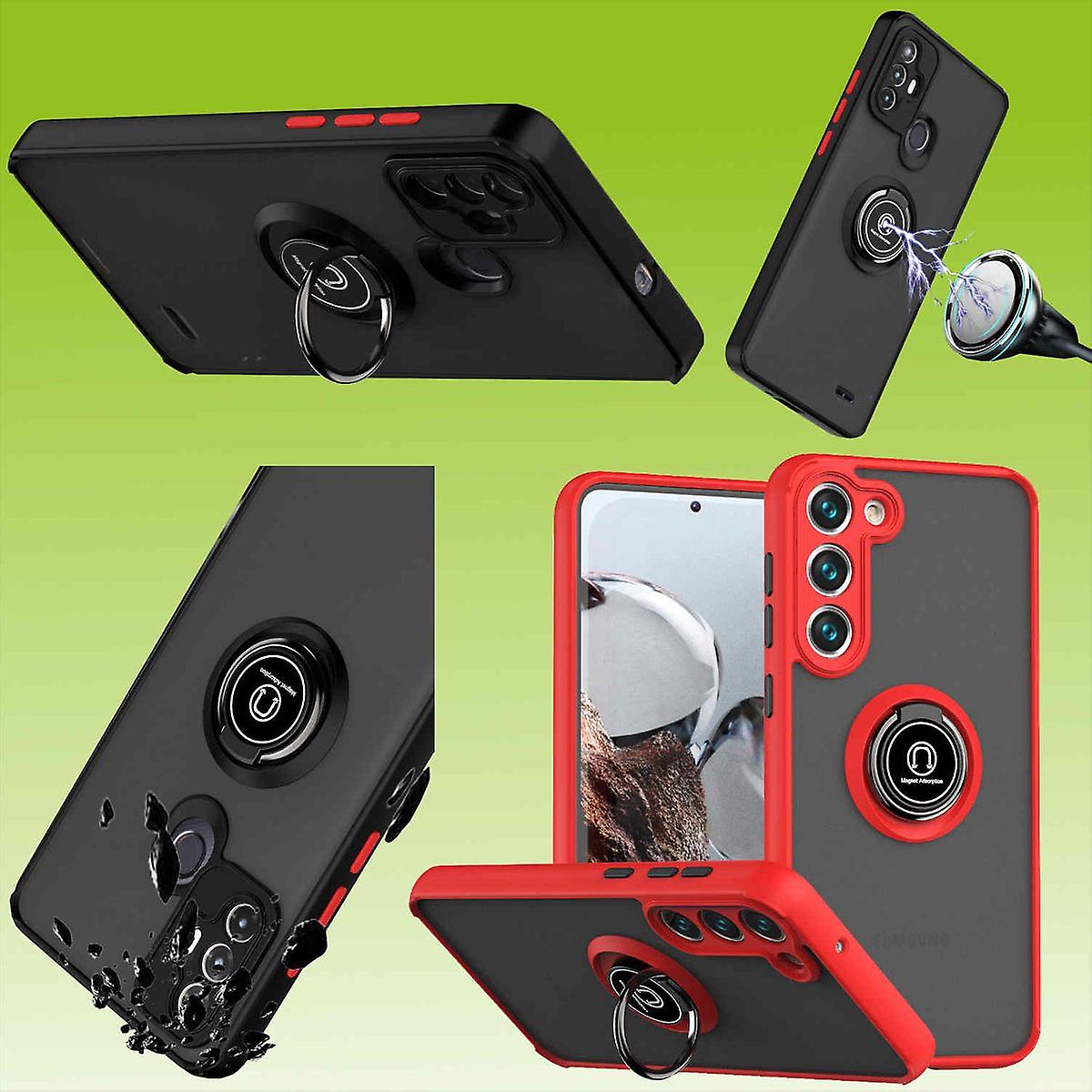 For Samsung Galaxy S23 Plus TPU/PC Design Ring Cover Mobile Phone Case Case Protector Cases Red/Black New