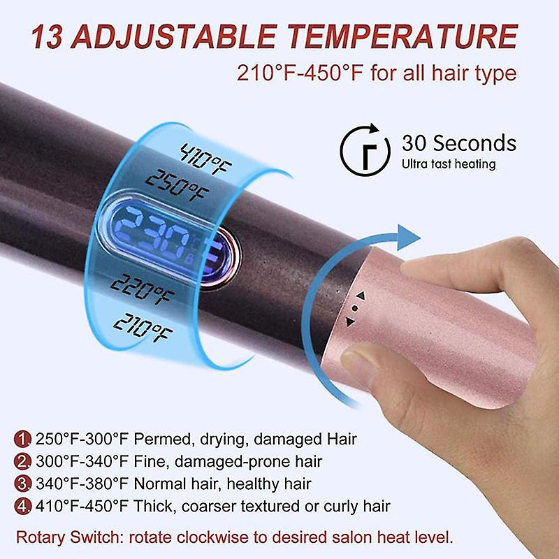 2 en 1 Bigoudi Et Lisseur Spirale Wave Bigoudi Fer À Classer Plat Outils De Lissage Rotation 360° Écran LCD