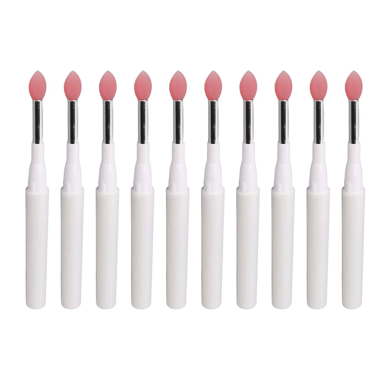 10 Pieces Of Silicone Lip Brush, Soft, Reusable, Dustproof, Portable, Multi-Functional Lipstick, Eyebrow Pen, With Cover And Sequin Design
