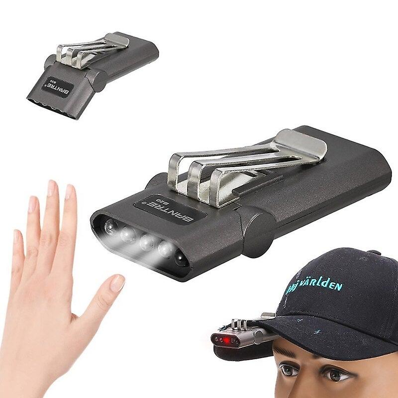 Rechargeable Headlamp Hands Free Clip Cap Light Black Head Torches