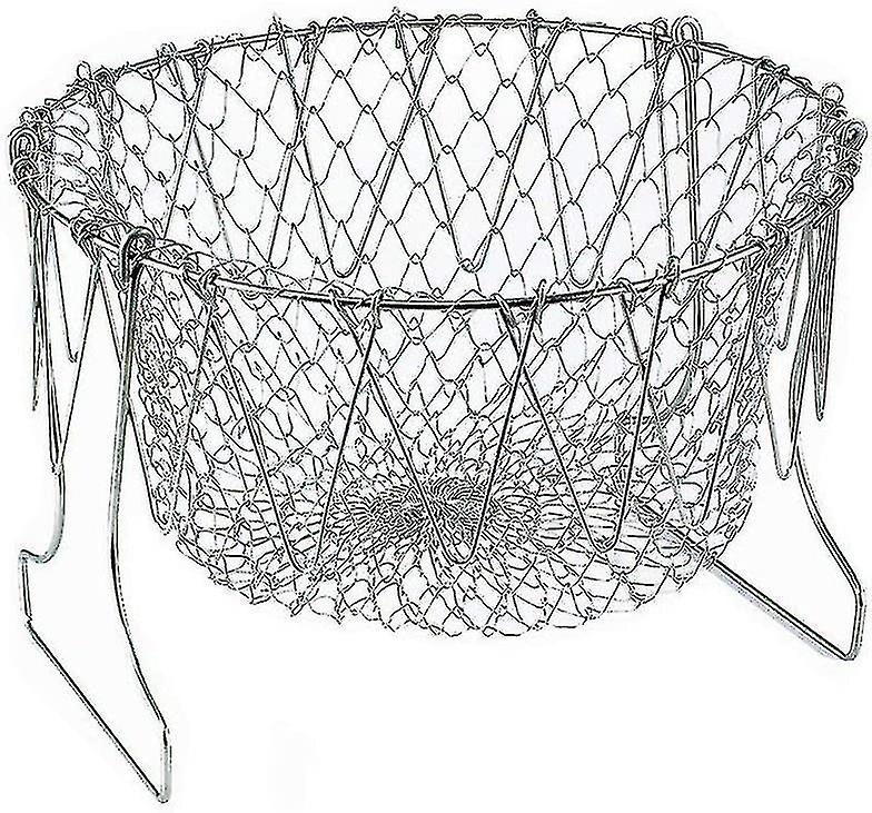 Foldable Multi-function Stainless Steel Fry Basket,poaching Boiling Deep Frying Basket (q)
