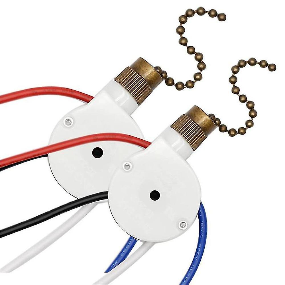 2pcs Ceiling Fan Lights Switch Zingear Ze-208s E89885 3 Speed 4 Wire Fan Switch Pull Chain ,fan Lights Switch,bronze