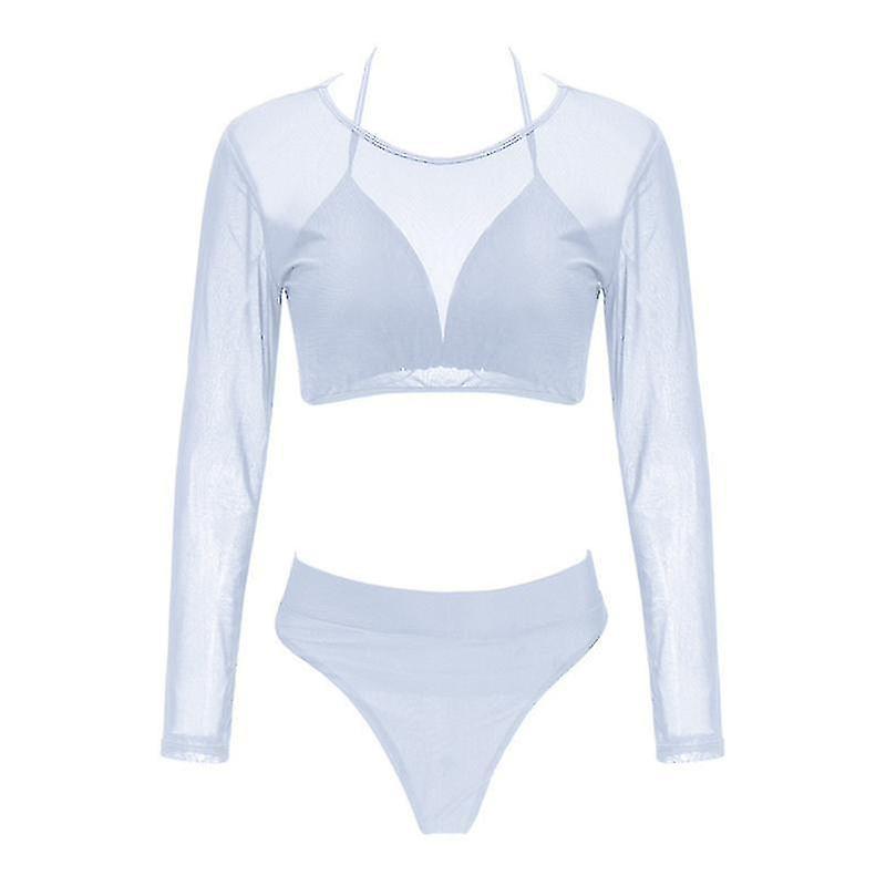 Cu mânecă lungă Multicolor Mesh Bikini costum de baie