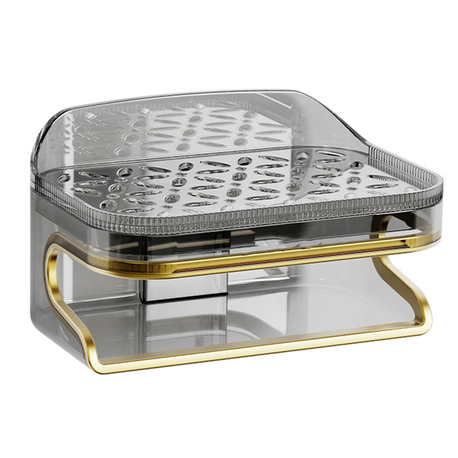 Double-layer Self Draining Soap Holder Self-adhesive Soap Dish Storage Box For Bathroom Shower Kitchen Sink