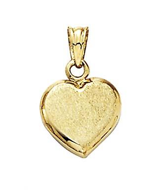 14k Yellow Gold Satin Love Heart Pendant Necklace-Pendant for Women - 1.4 Grams