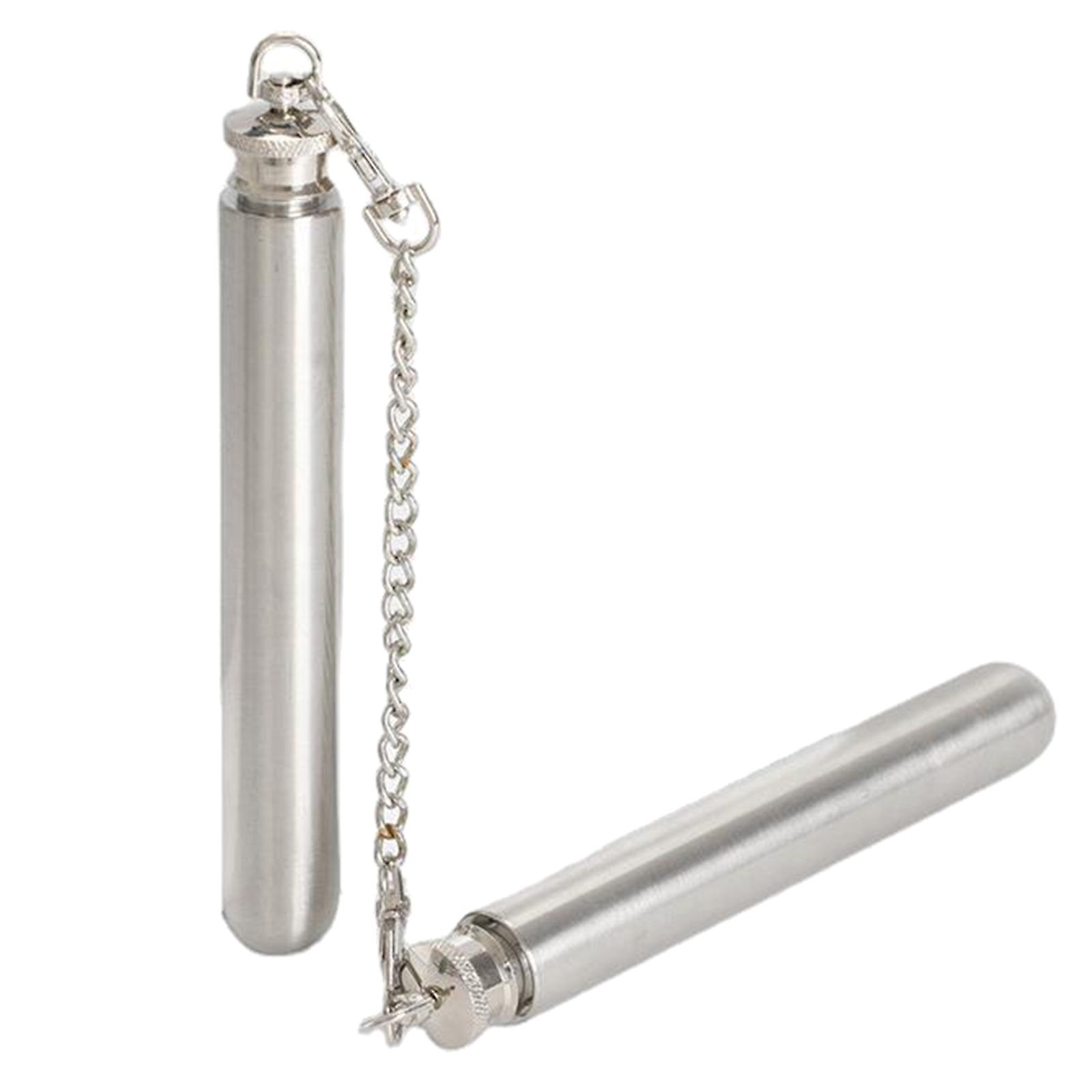 Stainless Steel Tube Flask with Chain 1.5oz Hip Flask Alcohol Oil Container Gift