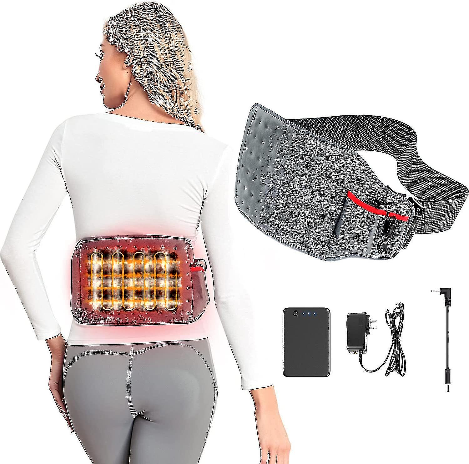 Cordless Heating Pad, Portable Heating Pad With Battery Pack And 3 Heating Settings For Back Pain, Abdominal Cramps