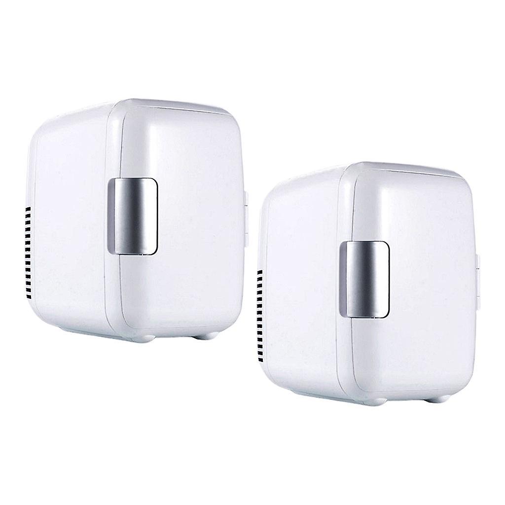 2 Set Mini Fridge Car Refrigerators 4L Portable AC/DC Powered Cooler  White