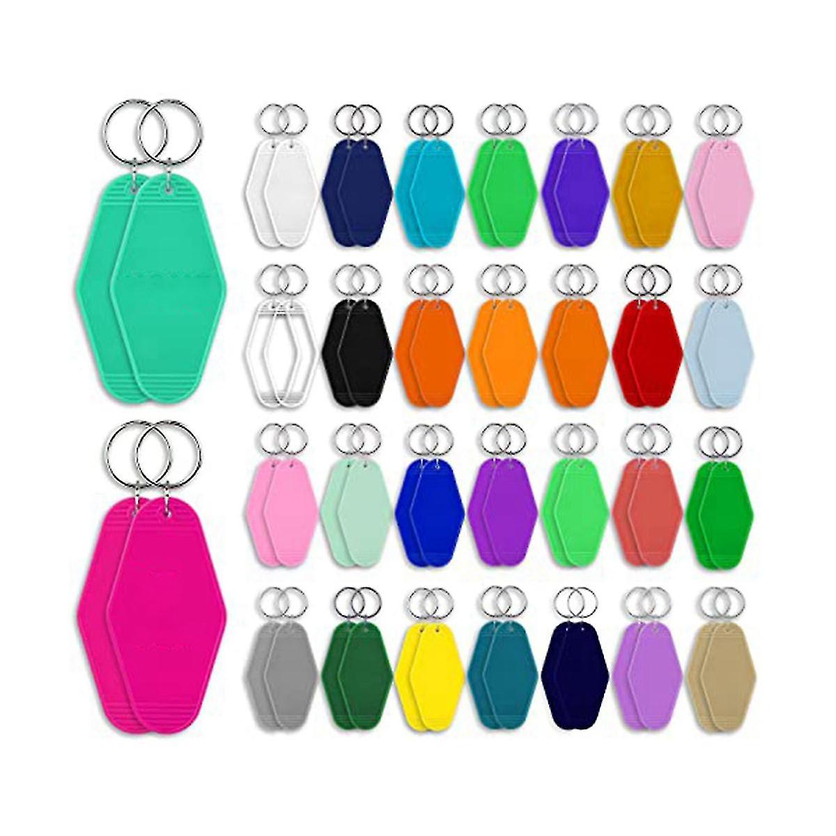 60pcs Sublimation Keychain Blanks, Double-sided Heat Transfer Keychains Hotel Motel Keychain Blank With Ring