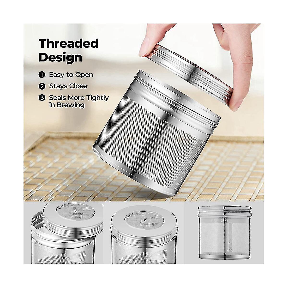 3 Pcs Tea Ball Infuser For Loose Leaf Tea Infuser For Ing, Threaded Lid, Mes