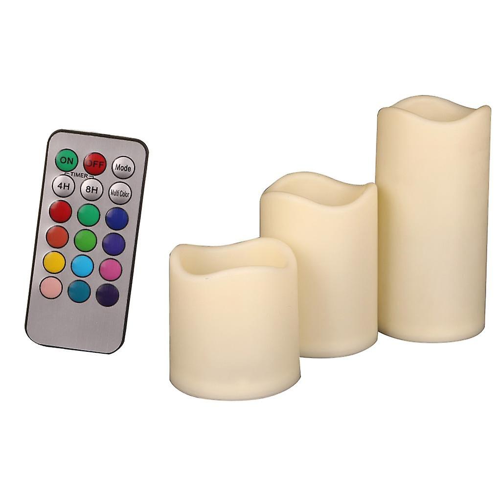 3pcs LED Candle Flickering Flameless Candles with Remote Controller Colorful