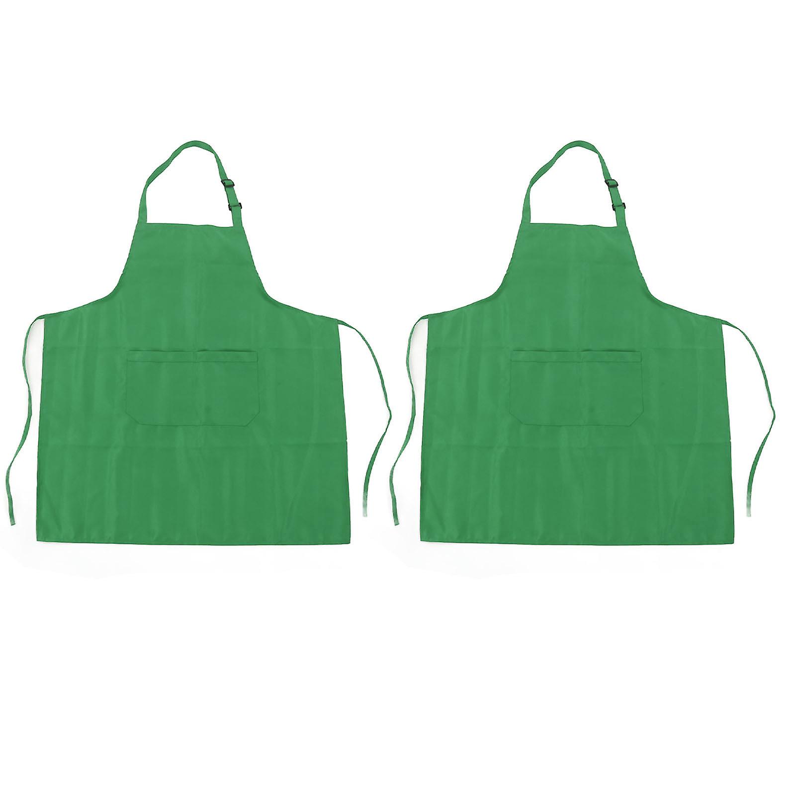 Green Adjustable Kitchen Apron with Pocket - Waterproof for Cooking, Baking & BBQ (2-Pack)