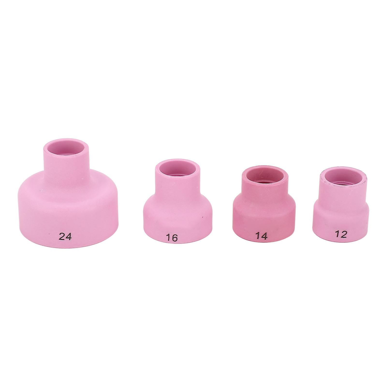 Ouitble Tig Welding Cup Kit Set,Ceramic Welding Cup 12# 14# 16# 24# 2.4mm Center Hole Inner Dia for Welding Equipment Pink