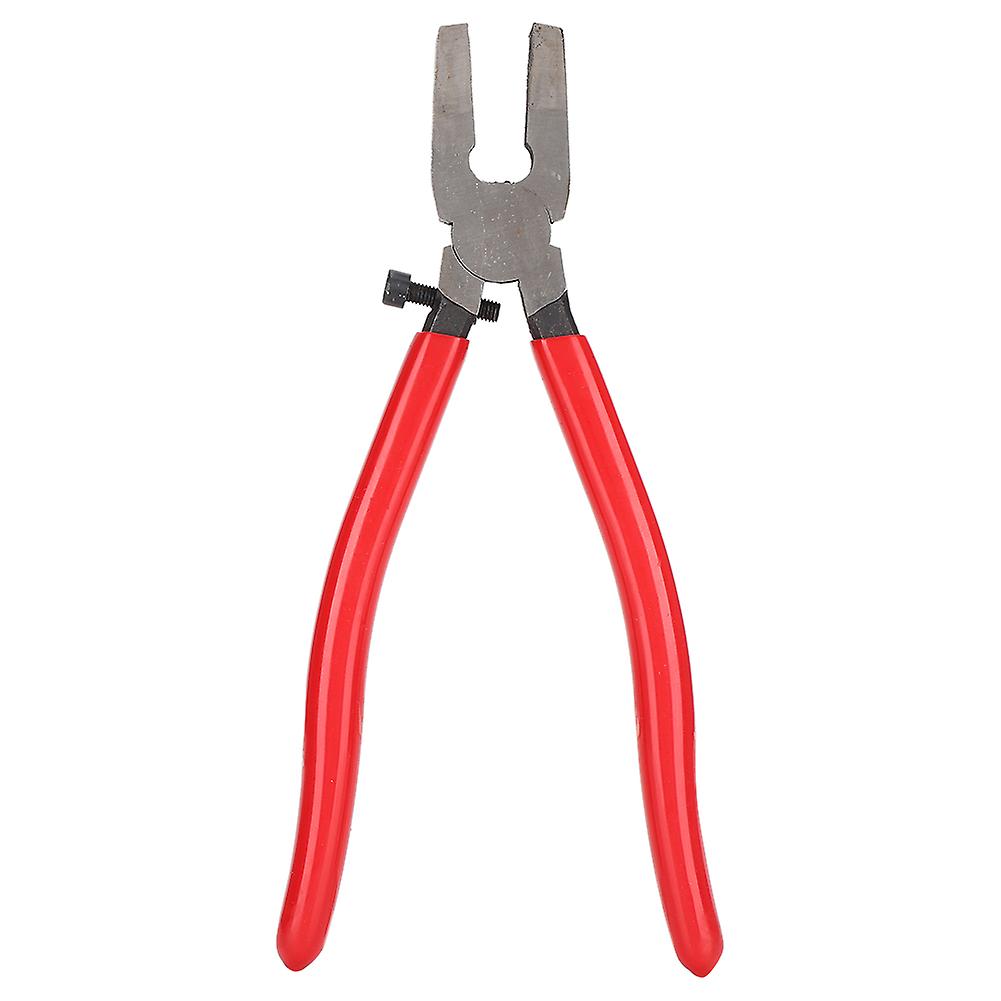 Steel Flat Nose Pliers with Adjustable Screw, Hand Tool for Glass and Ceramic, Red