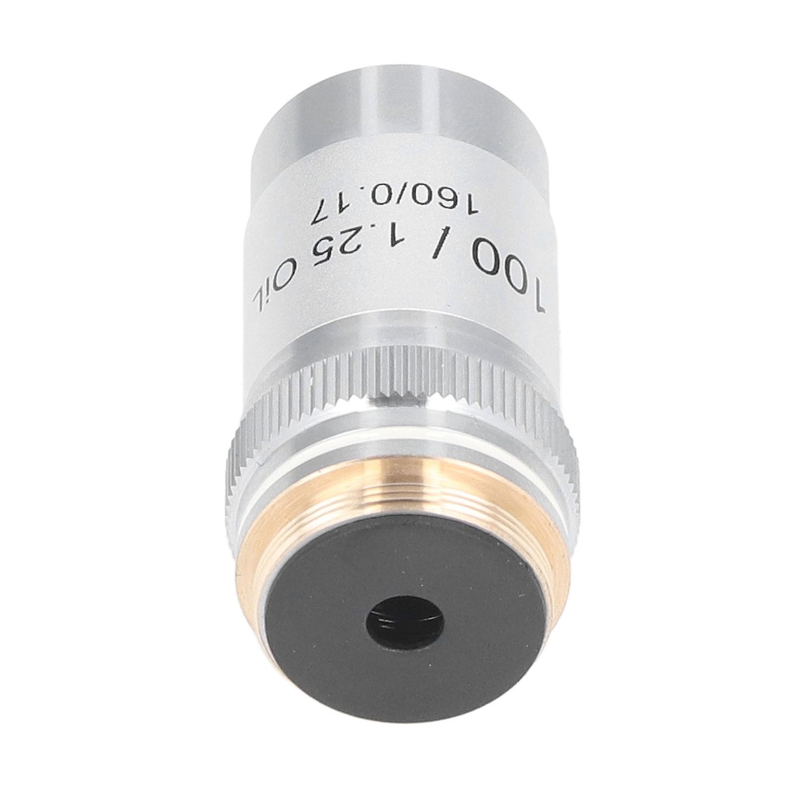 Achromatic Objective Brass Chrome Plated 100X High Power Microscope Lens Interface 20.2mm 