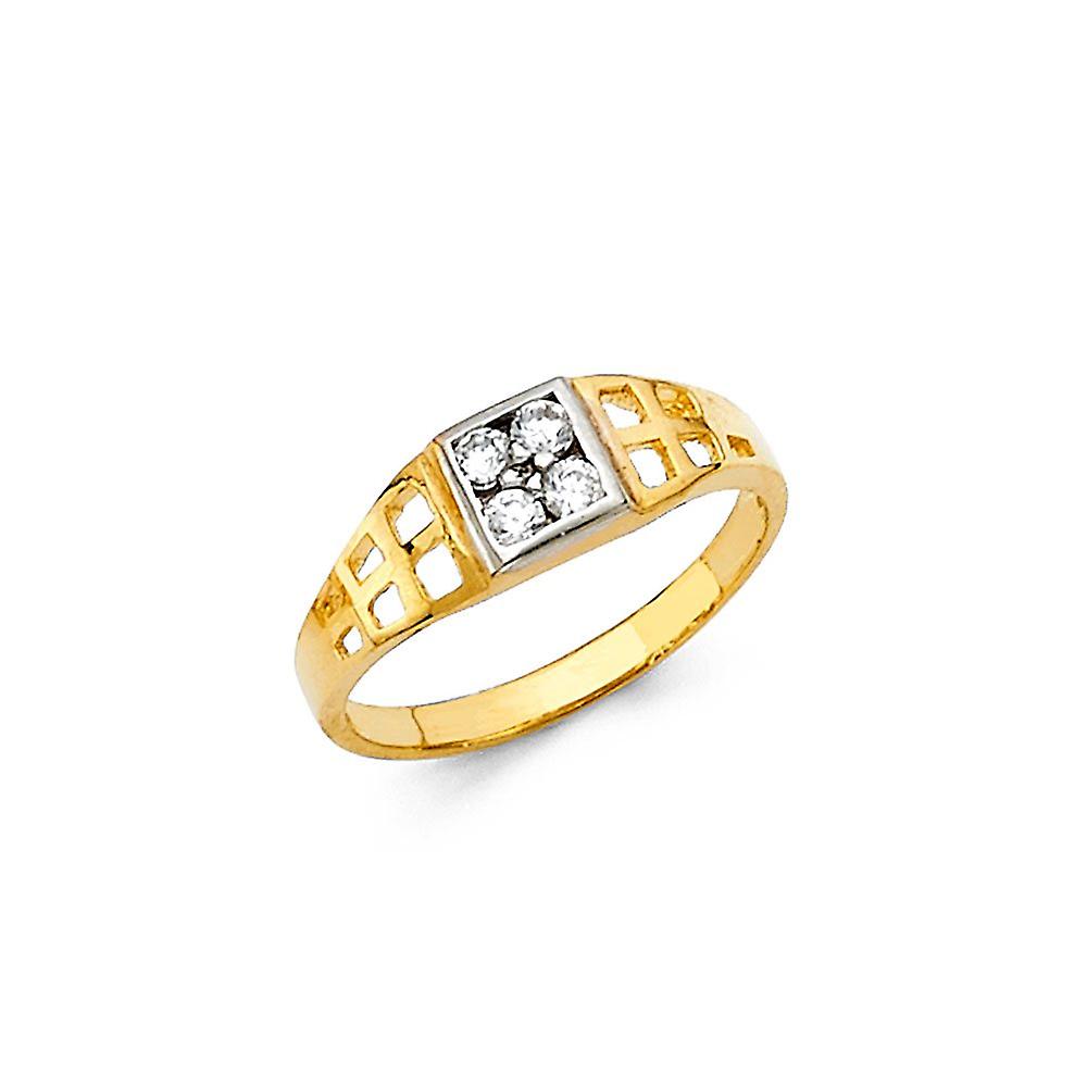 14k Yellow Gold Cubic Zirconia Ring Size 3 Band Style-Ring - 1.1 Grams