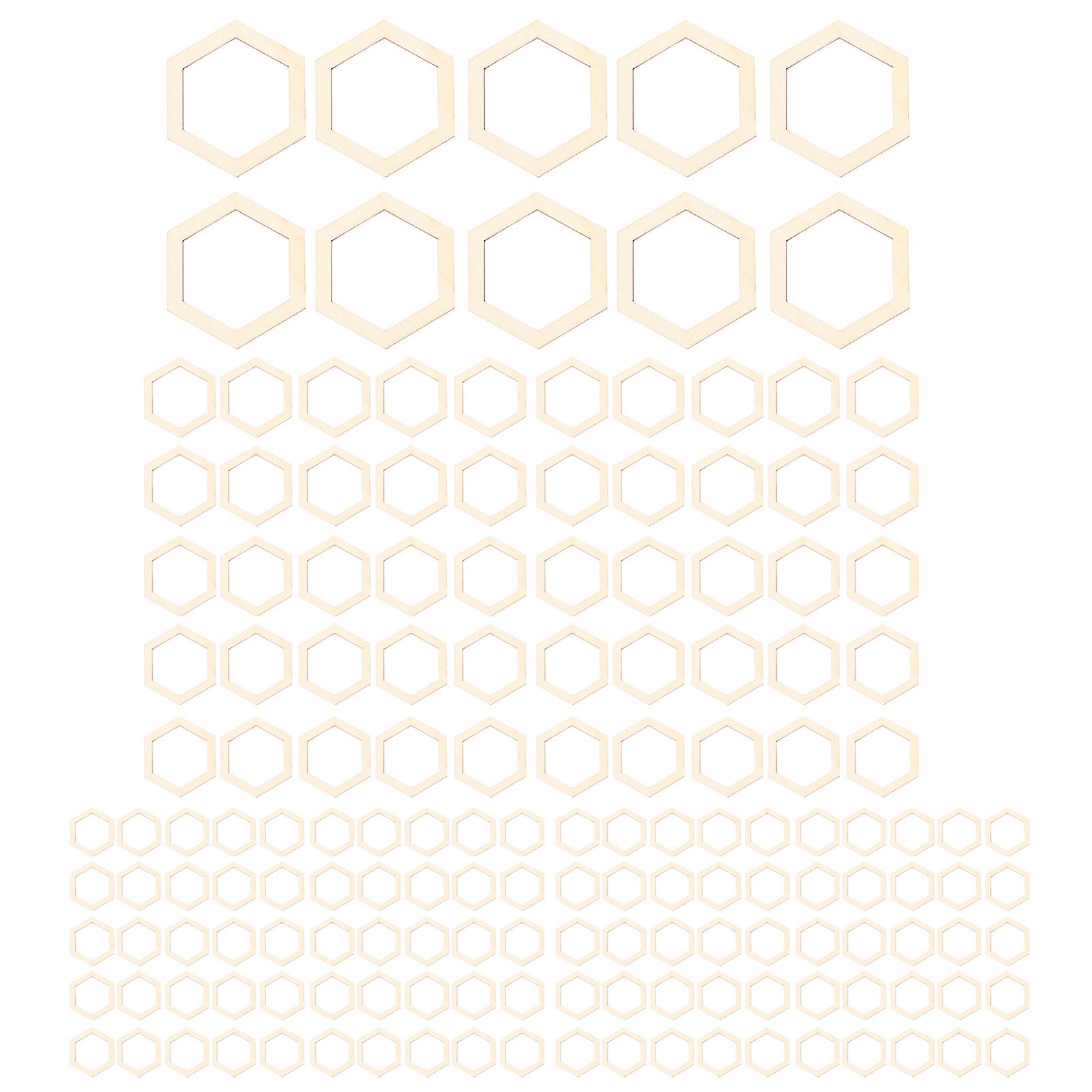 205Pcs Hexagonal Wooden Cutouts - Blank Wood Pieces for DIY Decoration