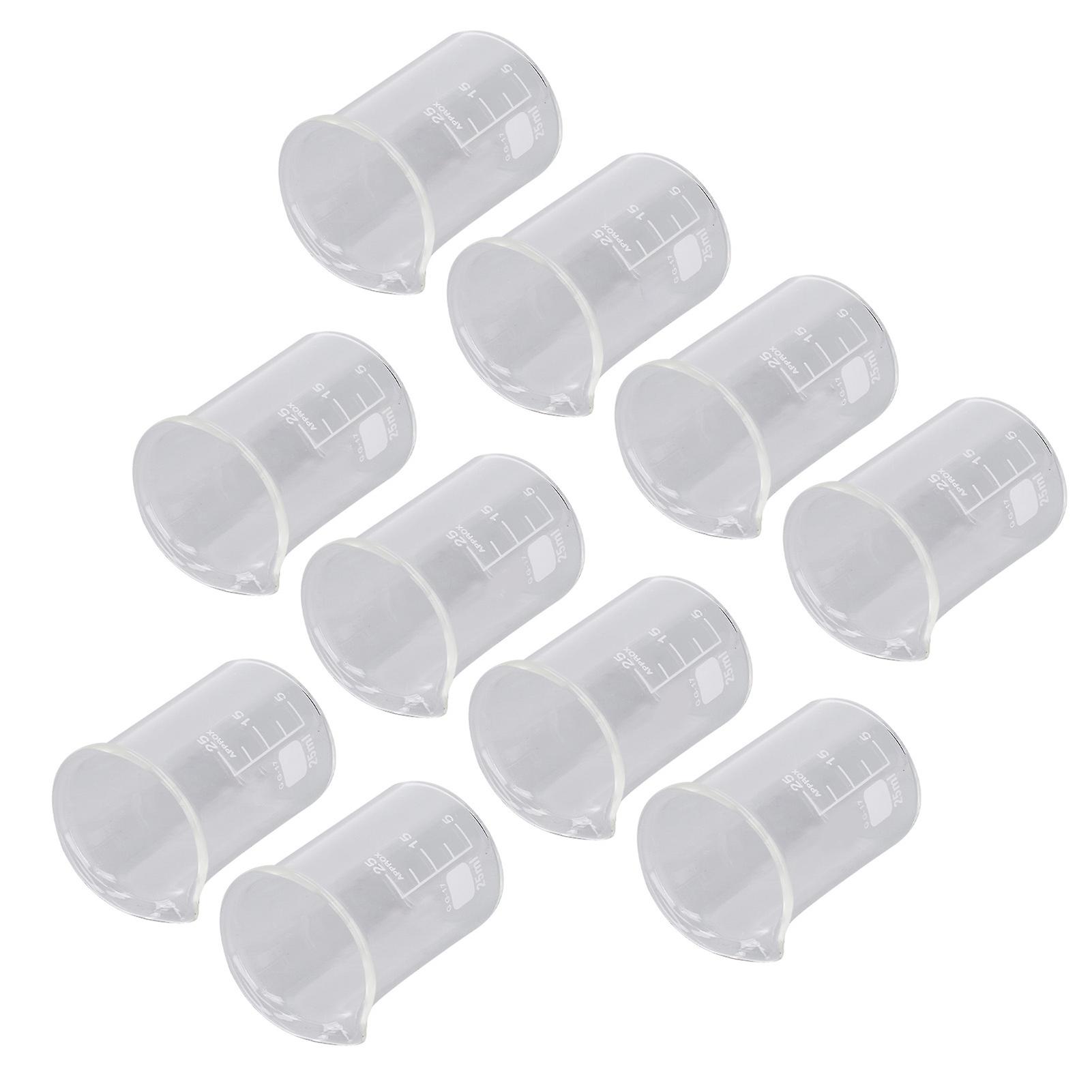 10PCS Glass Beaker Set Experiment Measuring Cup with Scale Teaching Equipment 25mL Capacity