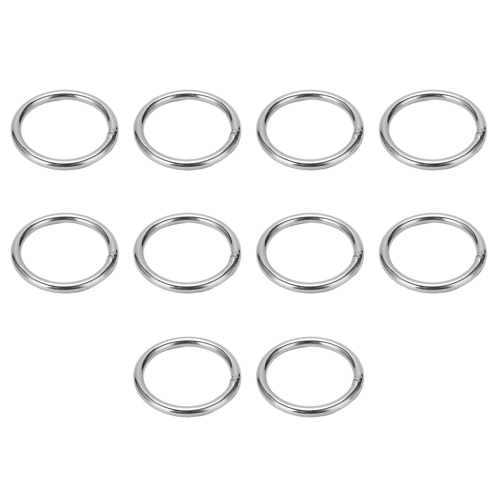 Lot de 10 anneaux ronds soudés en acier inoxydable, multifonctionnels, pour ceinture de camping, 4 x 40 mm