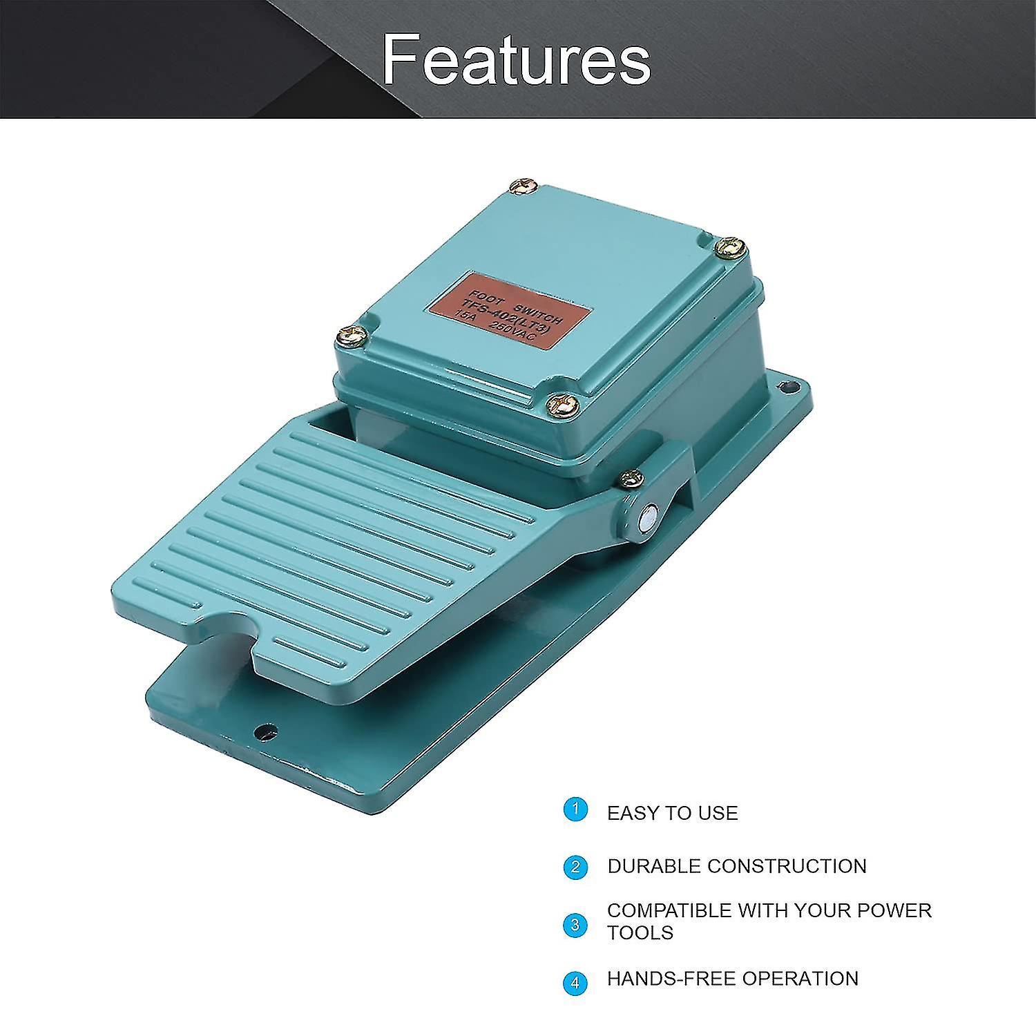 Heavy Duty Foot Switch 380V 15A With Safety Guard - SPDT Momentary Pedal For Industrial Equipment