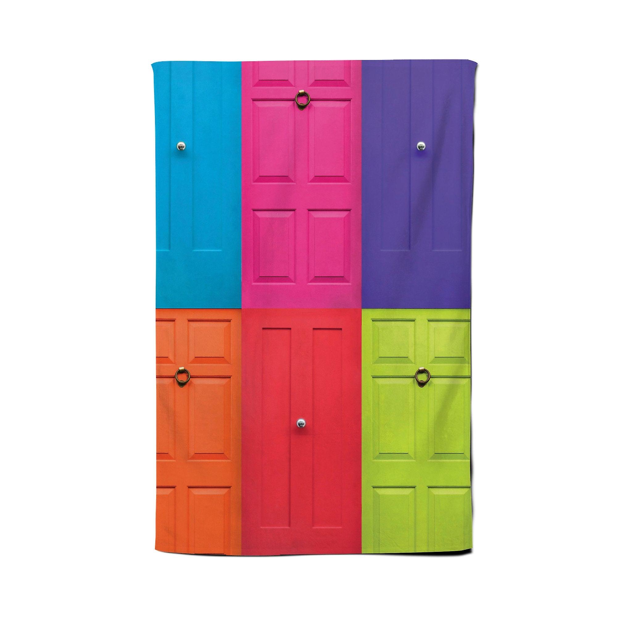 Colourful English Doors Tea Towel