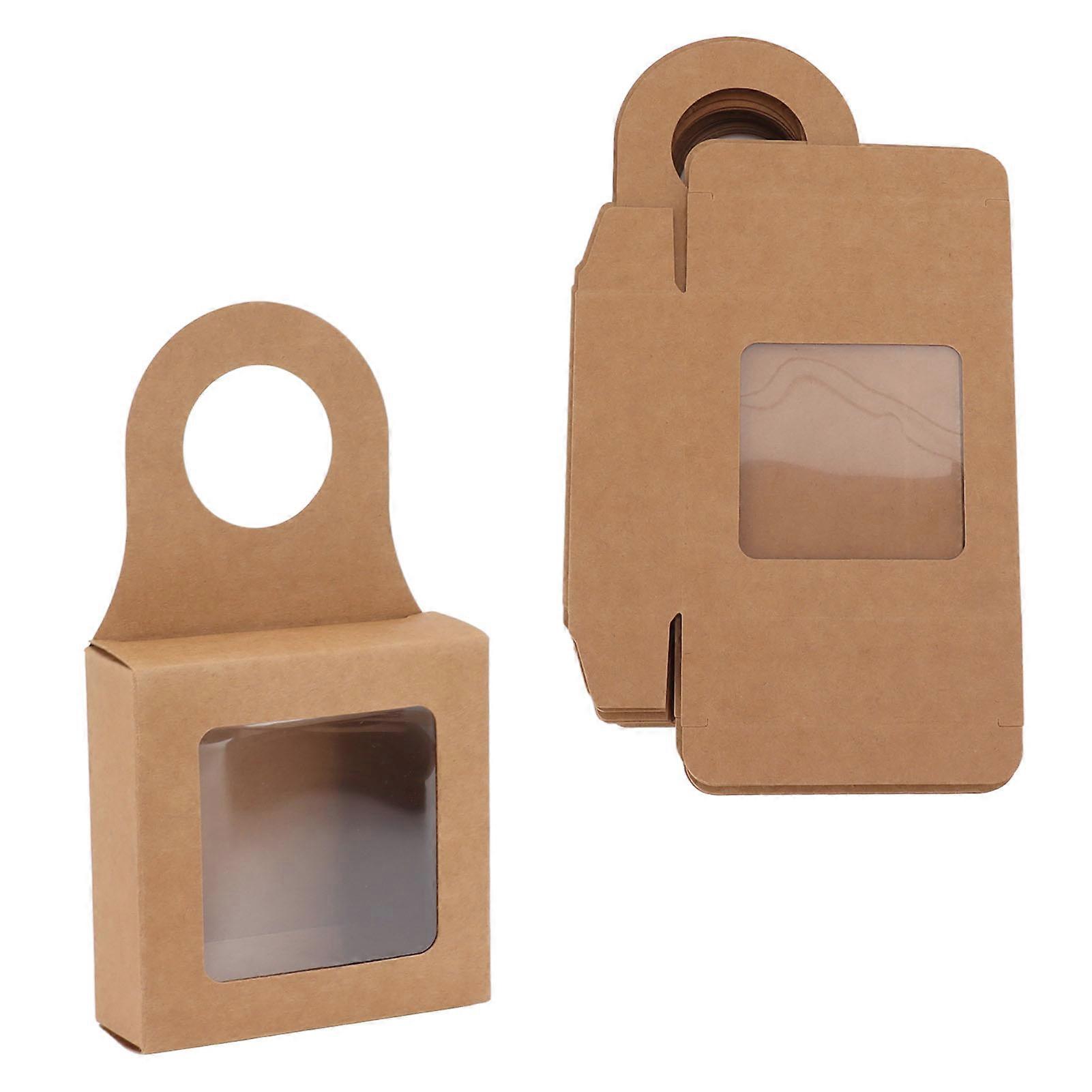 25 Count Kraft Paper Wine Bottle Box with Hanging Hook Window Foldable Kraft Gift Boxes 