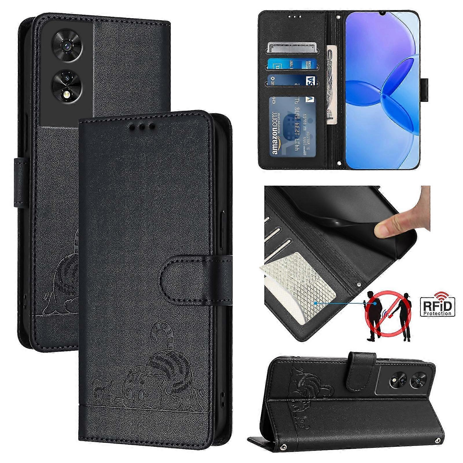 Cat Rat Pattern PU Case For TCL 505