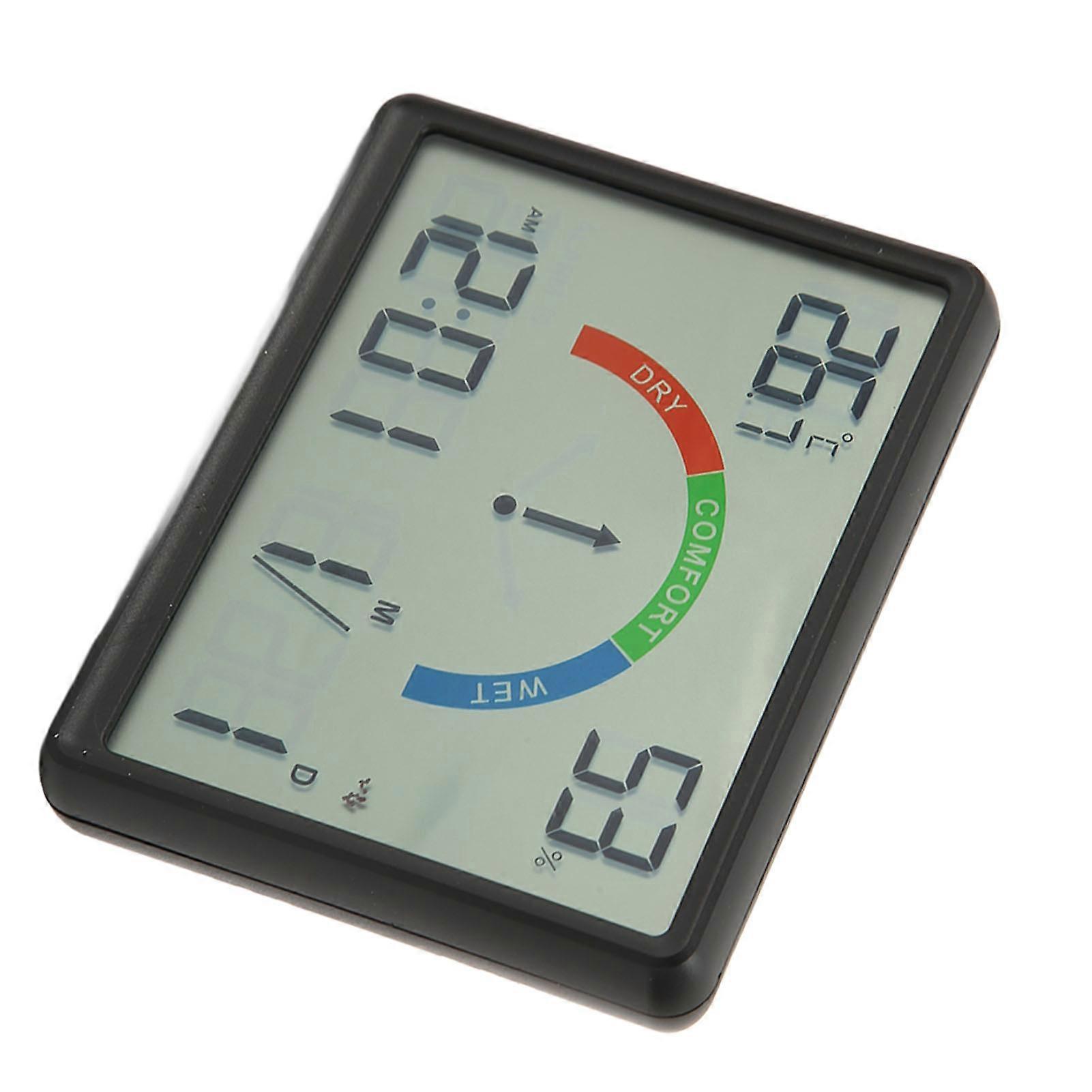 Small Digital Alarm Clock Multifunctional Date Time Temperature Display Big Number LCD Electric Desk Clock Black 