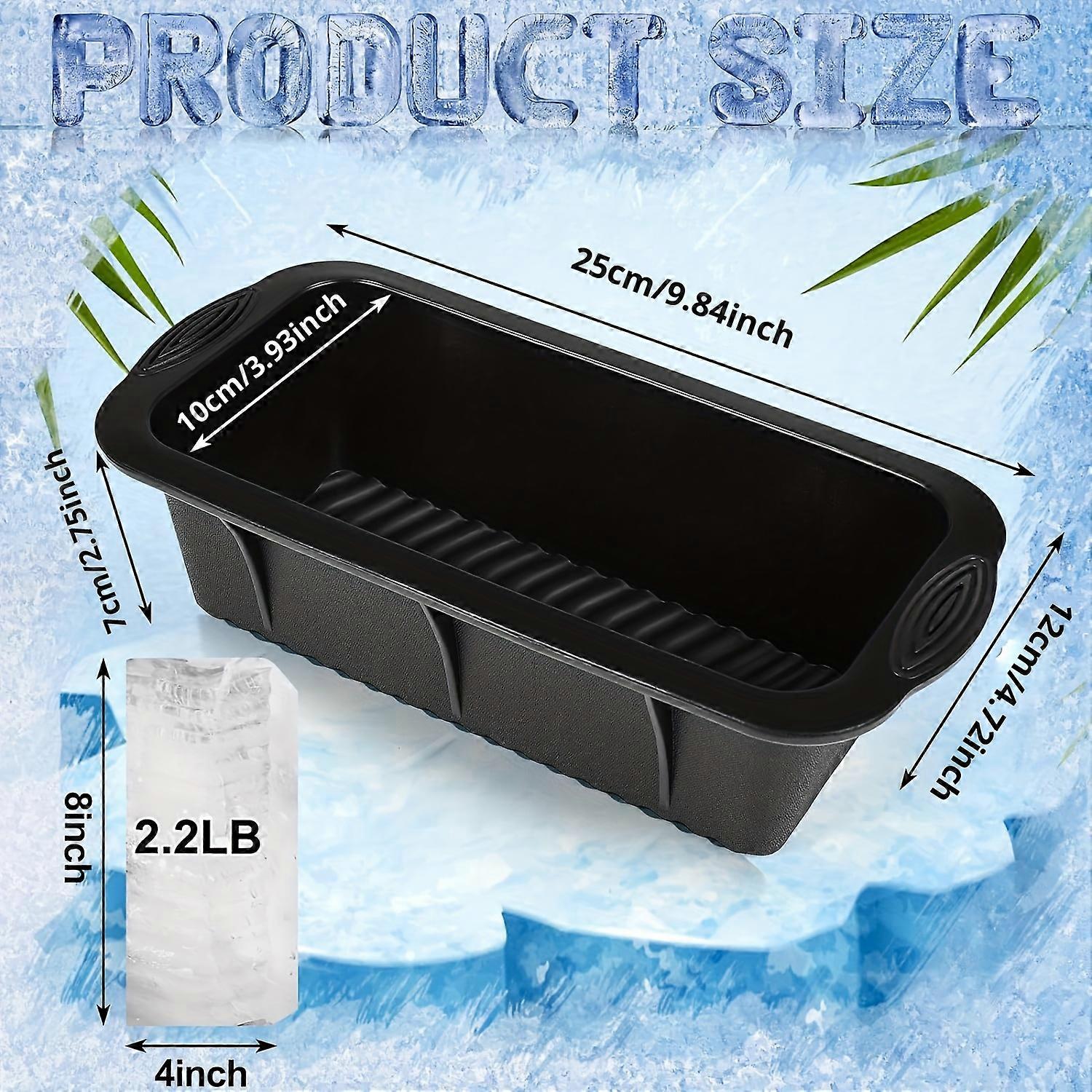 2pcs, Extra Large Ice Block Mold, Large Ice Cube Mold For Ice Bath Or Coolers, Big Silicone Ice Cube Tray, Ice Mold For Outdoor Food Refrigeration, Hi