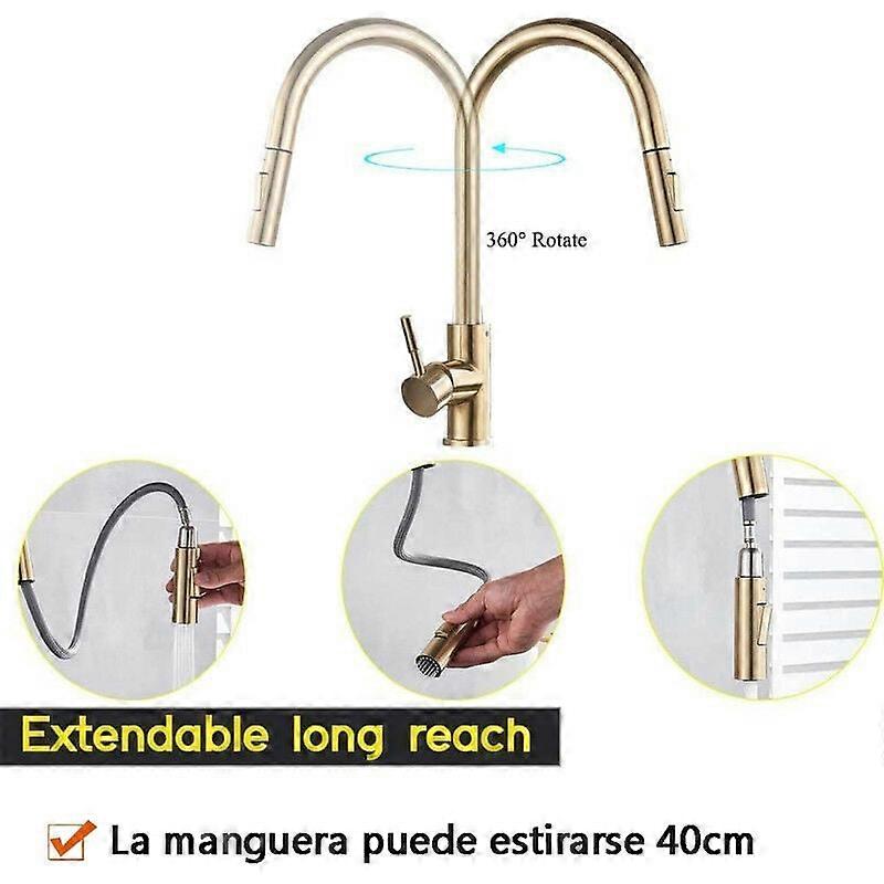Kitchen mixer tap 360° extendable brushed gold Edition | Fruugo UK