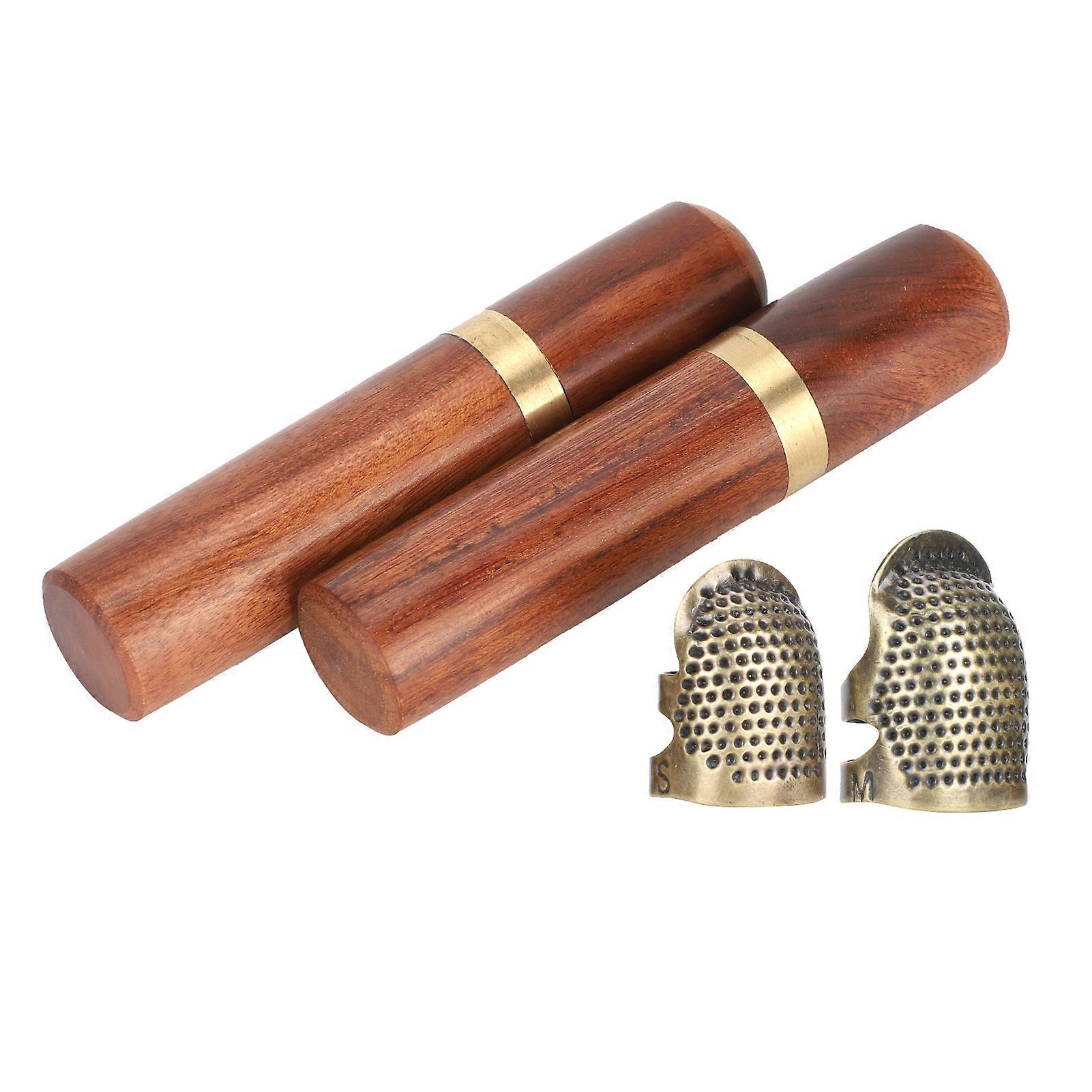 Sewing Tools Kit Double Hole Needle Hand Working Metal Long Nail Thimble Combination