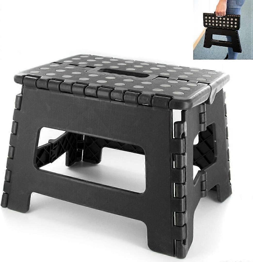 Folding Step Stool - Folding Stool - Easy To Use - Practical - Booster Seat - Black - 22X22X29Cm / Max Load 120Kg Black, Gray