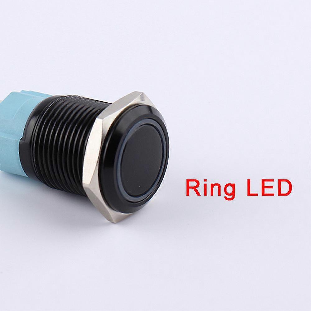 40pcs 16mm Metal Push Button Switch Oxidized Black Waterproof Latching Fixed switch Momentary Reset Button Ring Power LED